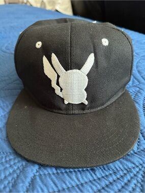 Pokemon Black Hat with White Pikachu Emblem